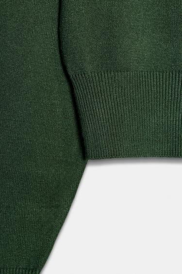 CROPPED PLAIN KNIT JUMPER - Dark khaki by Zara - Image 4