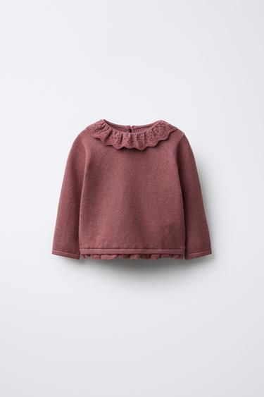 LACE KNIT SWEATER - Pink by Zara - Image 0