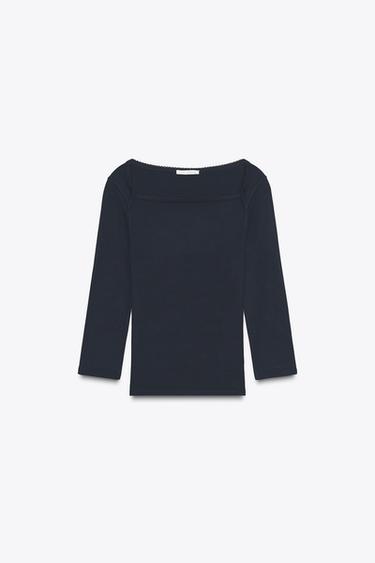 ÁO PHÔNG COTTON MODAL - Màu xanh nước biển từ Zara