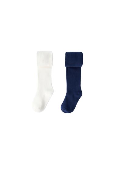 2-PACK OF PLAIN TIGHTS - Ecru / Navy by Zara