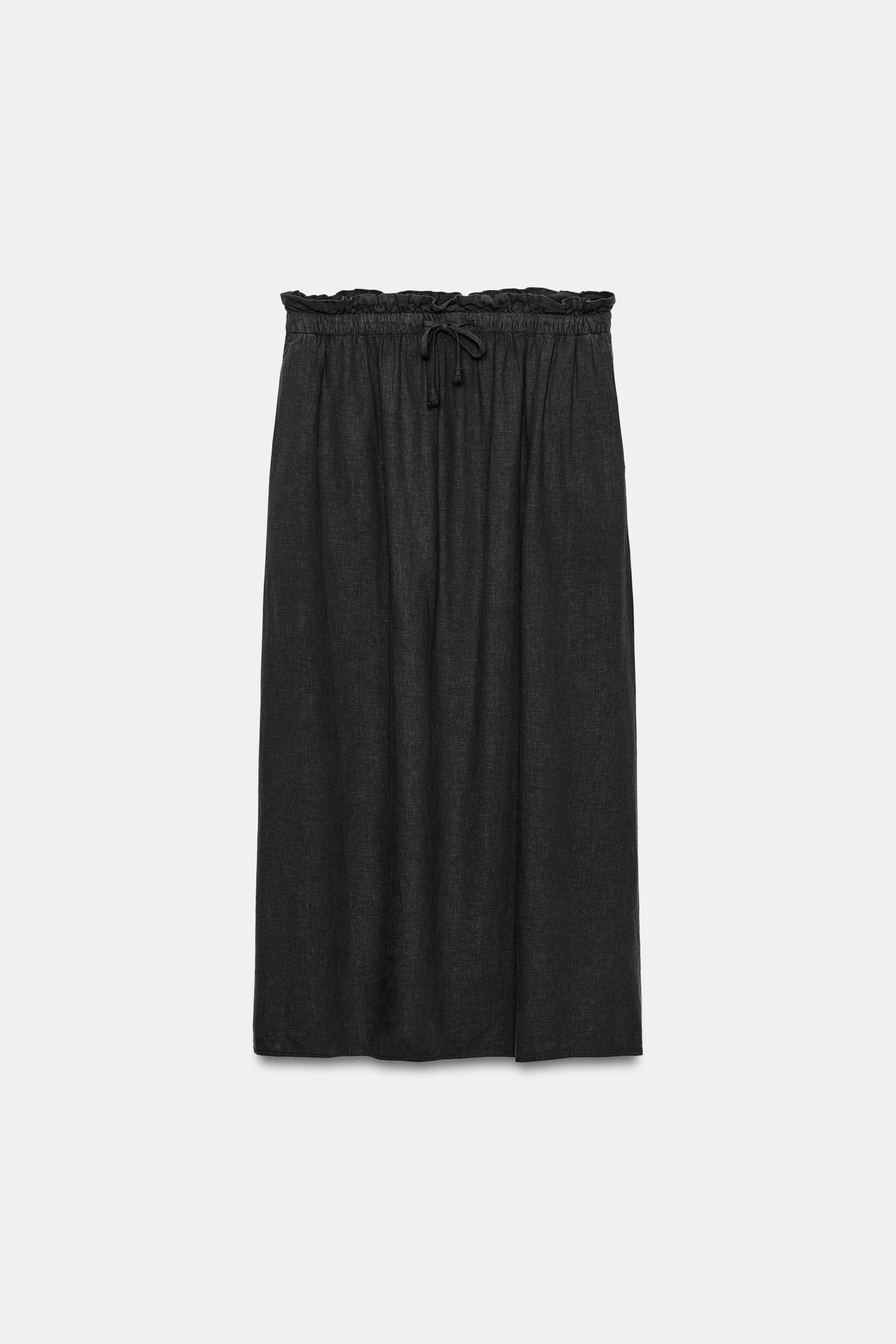 Женские юбки Zara ZW COLLECTION LINEN BLEND LONG SKIRT — фото 5