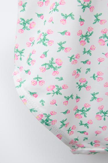 AGES 2-6/ FLORAL GINGHAM SWIMSUIT - White by Zara - Image 3