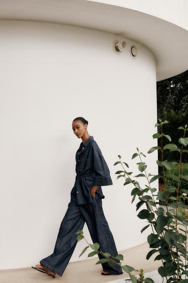 LINEN BLEND SAFARI SHIRT - Indigo by Zara - Image 3