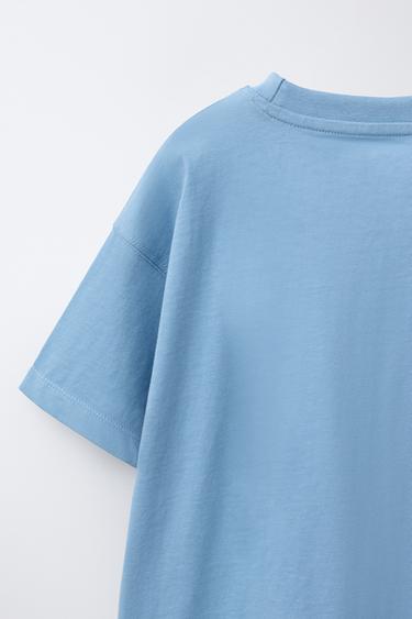 T-SHIRT WITH RAISED SLOGAN - Light blue by Zara - Image 3