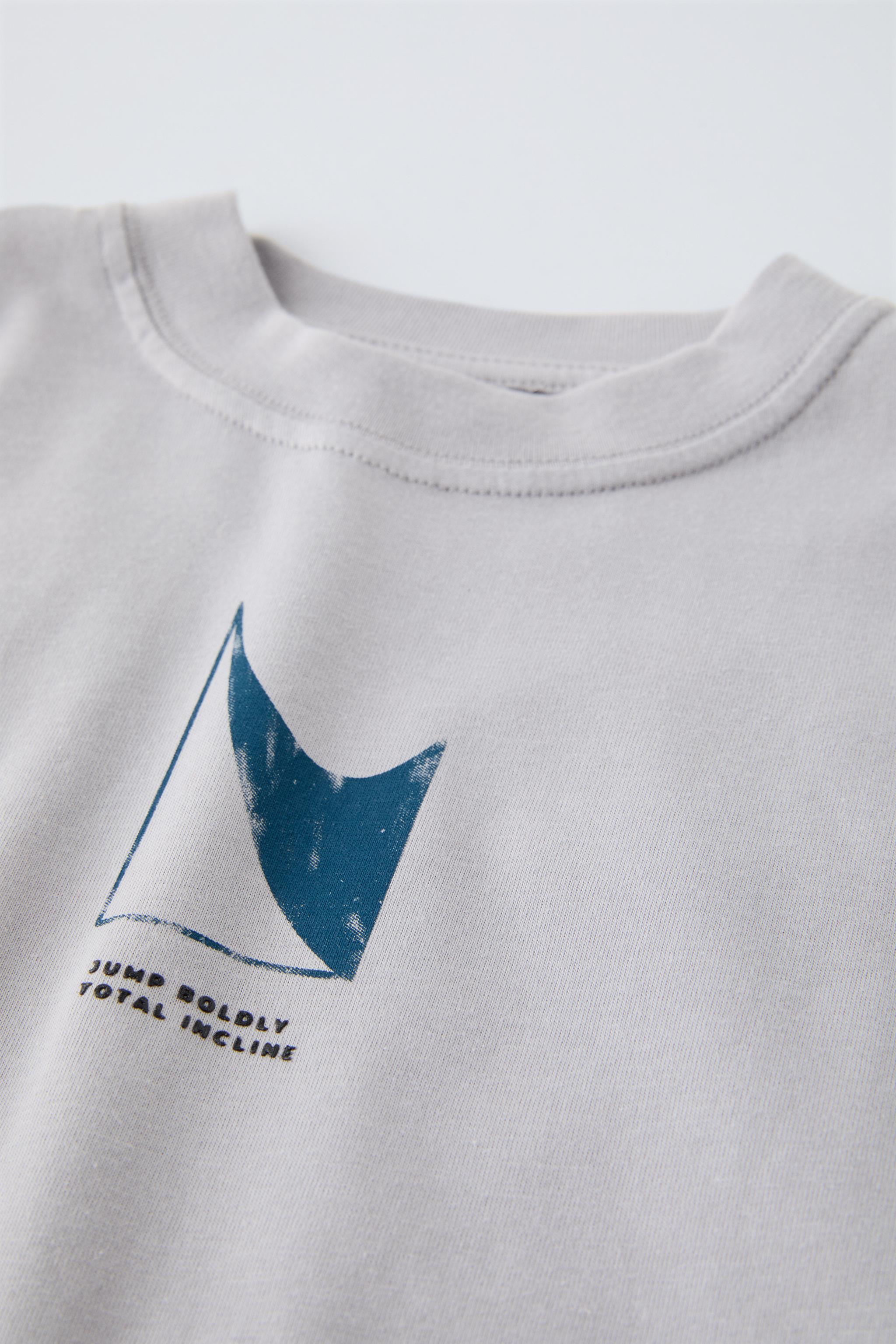 TEXT PRINT WASHED T-SHIRT - Blue / Lavender