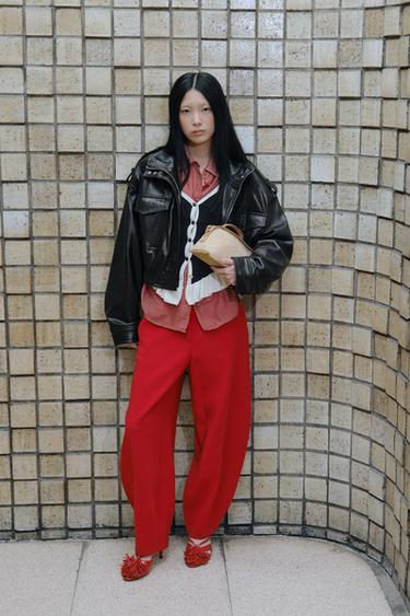 ZW COLLECTION BALLOON TROUSERS - Red by Zara