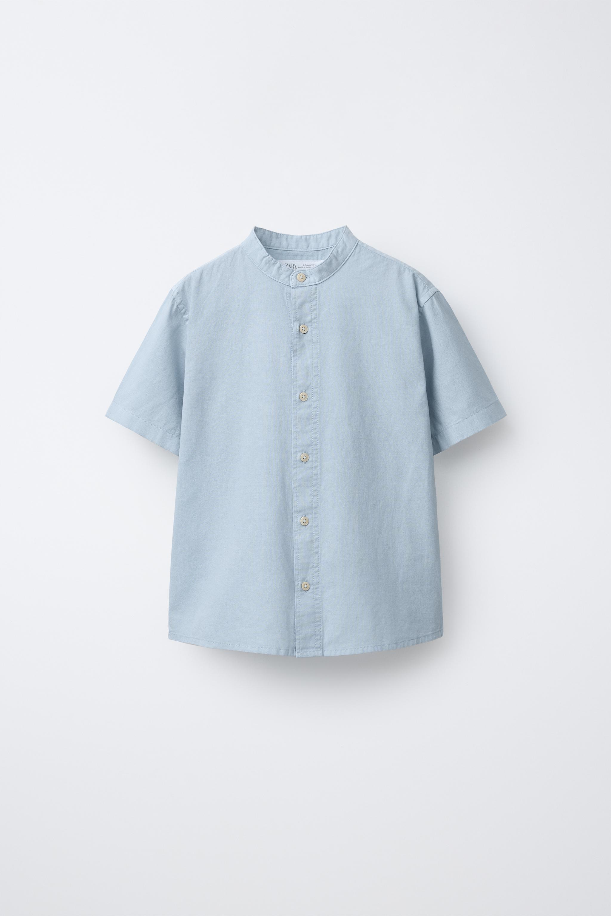 CHEMISE COL MAO AVEC COTON ET LIN
