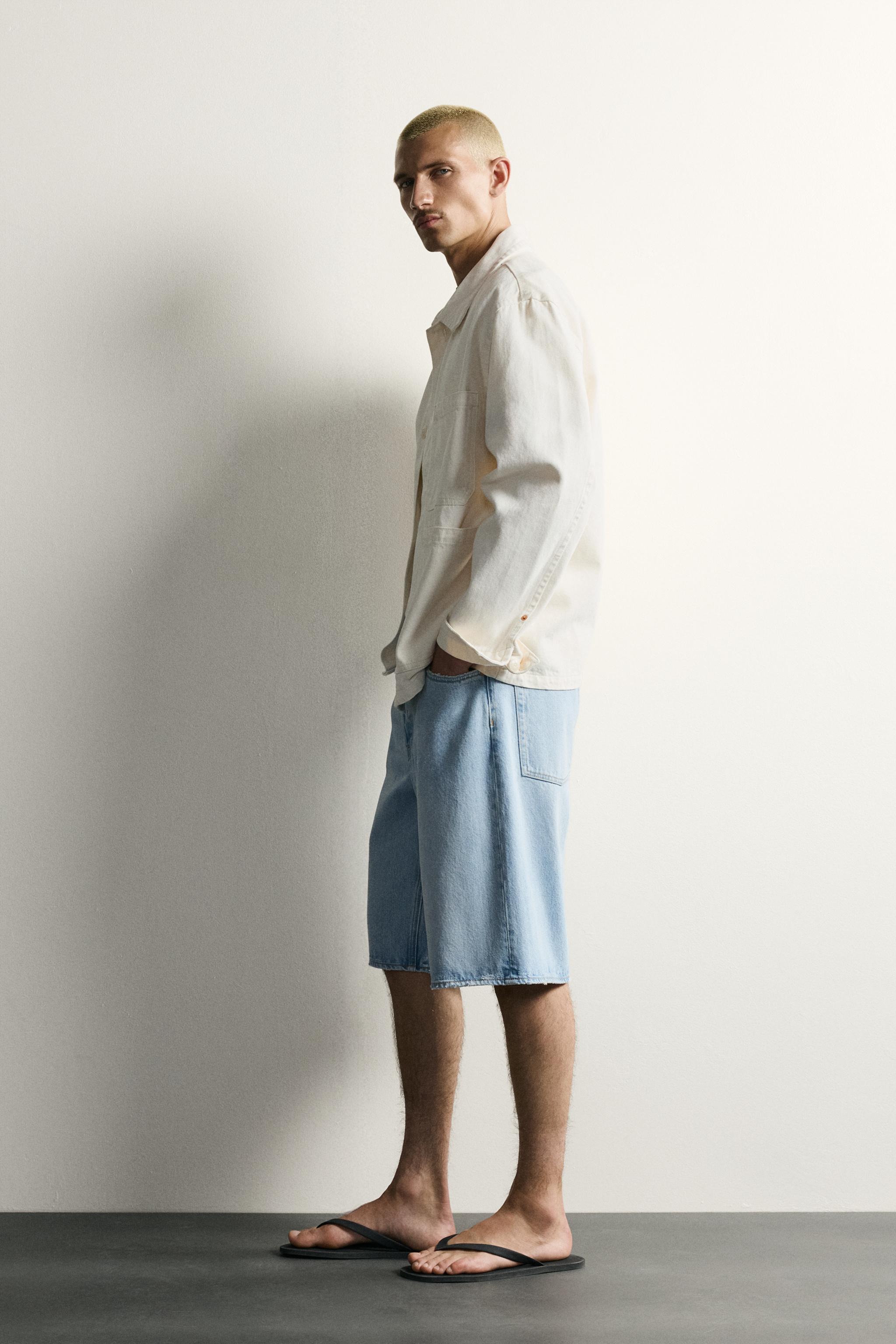 Zara LOOSE FIT DENIM BERMUDA görsel 4