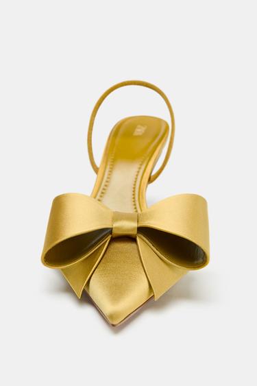 SATIN-EFFECT SLINGBACK SHOES - Mustard by Zara - Image 3