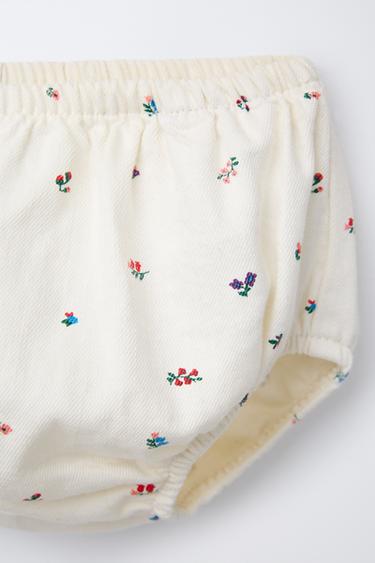 FLORAL TWILL PINAFORE DRESS AND BRIEFS - Ecru by Zara - Image 3
