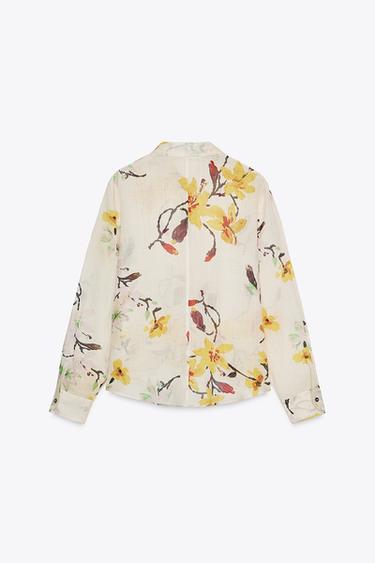 CHEMISE RAMIE FLEURS ZW COLLECTION - Écru de Zara - Image 9