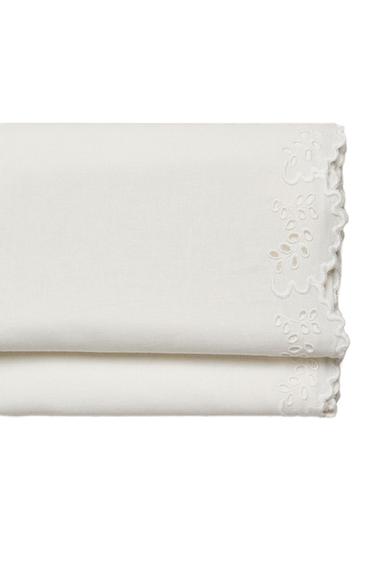 LENÇOL DE CIMA BORDADO REBORDO - Branco da Zara