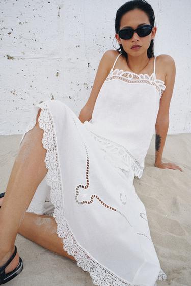 JUPE ASYMÉTRIQUE BRODERIES ZW COLLECTION - Blanc de Zara - Image 4