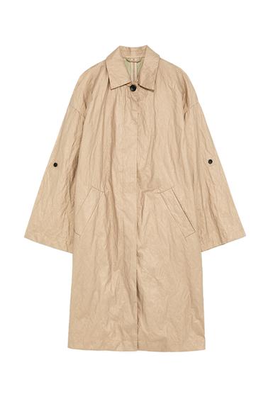 CREASED-EFFECT TRENCH COAT