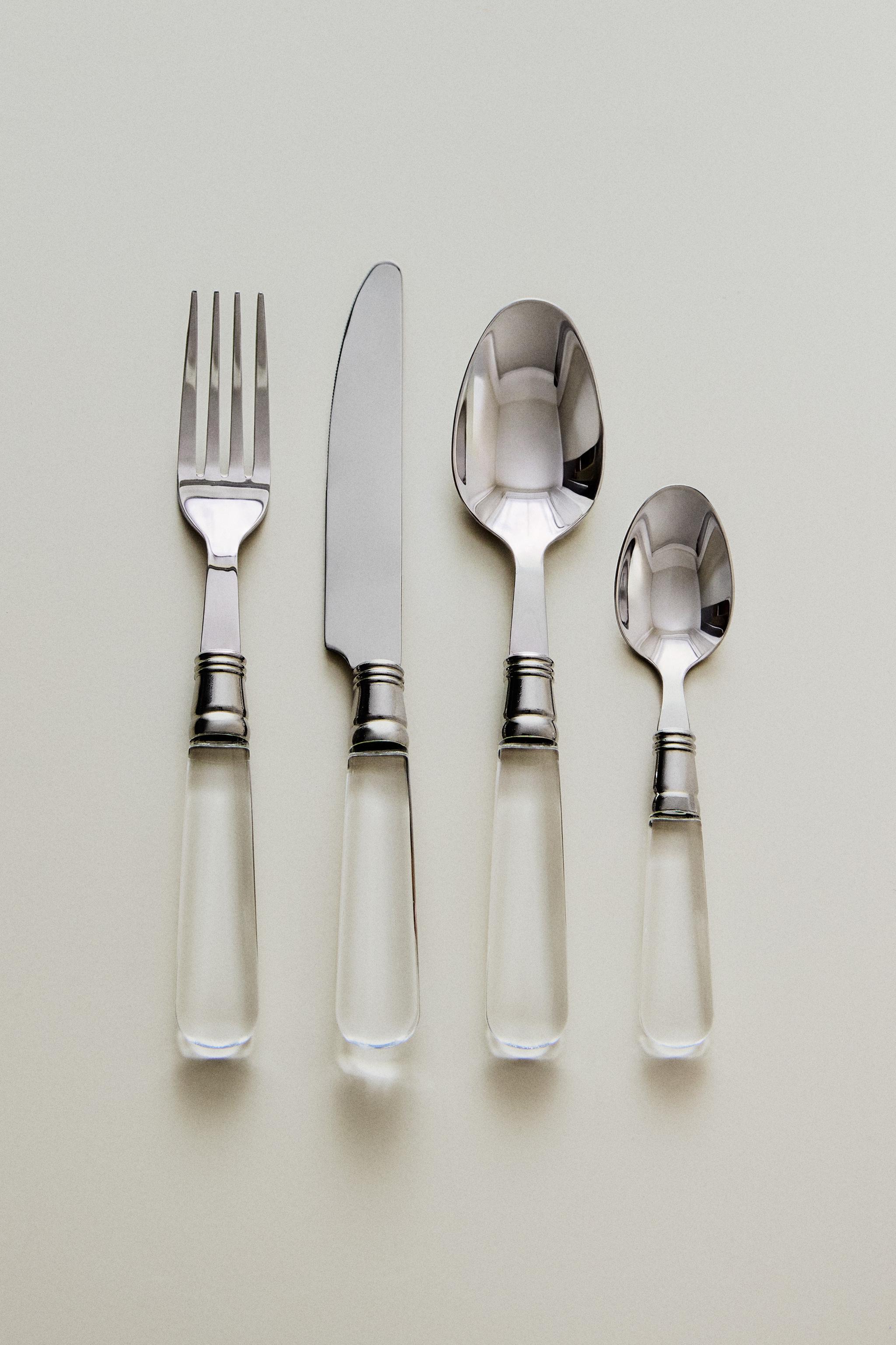 CUTLERY SET WITH TRANSPARENT HANDLE (SET OF 4)