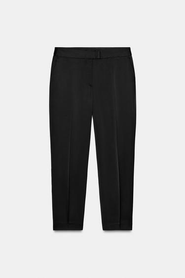 CALÇA DE CETIM DE CINTURA ALTA - Preto da Zara