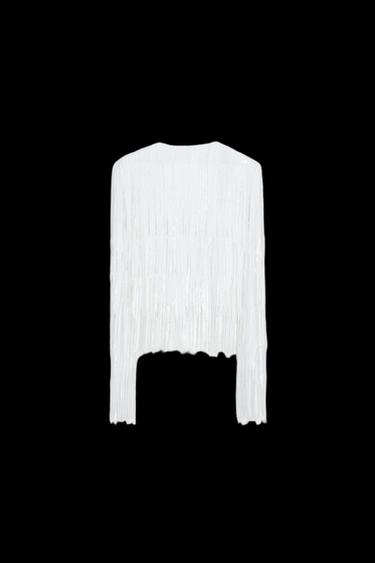 CHAQUETA FLECOS LENTEJUELAS ZW COLLECTION - Blanco roto de Zara