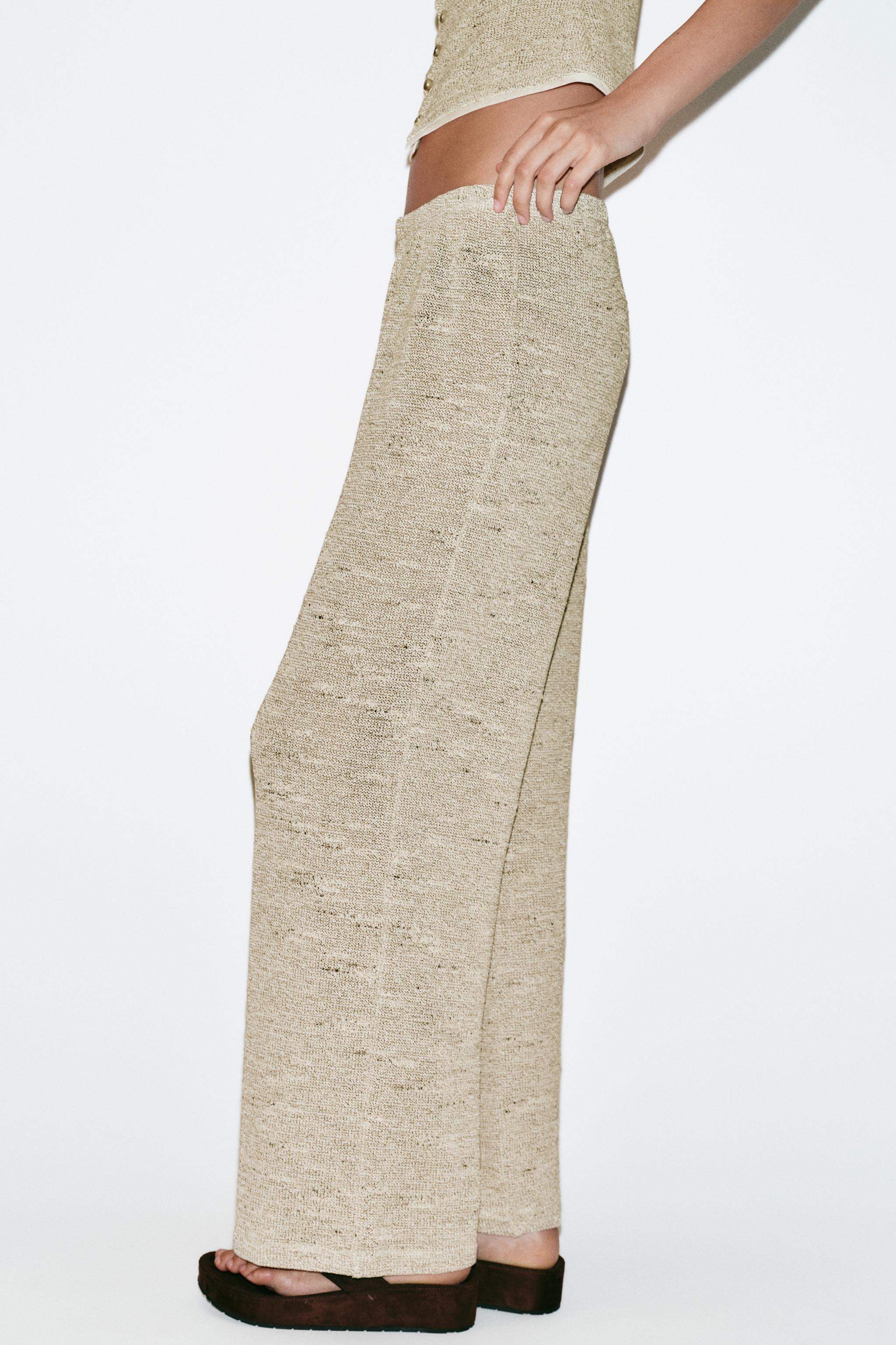 WIDE LEG TEXTURED PANTS