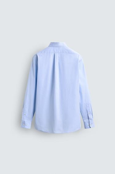 REGULAR FIT STRIPED SHIRT - White / Sky blue by Zara - Image 6