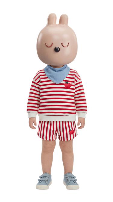 STRIPED SWEATSHIRT WITH APPLE APPLIQUÉ - Red / White by Zara