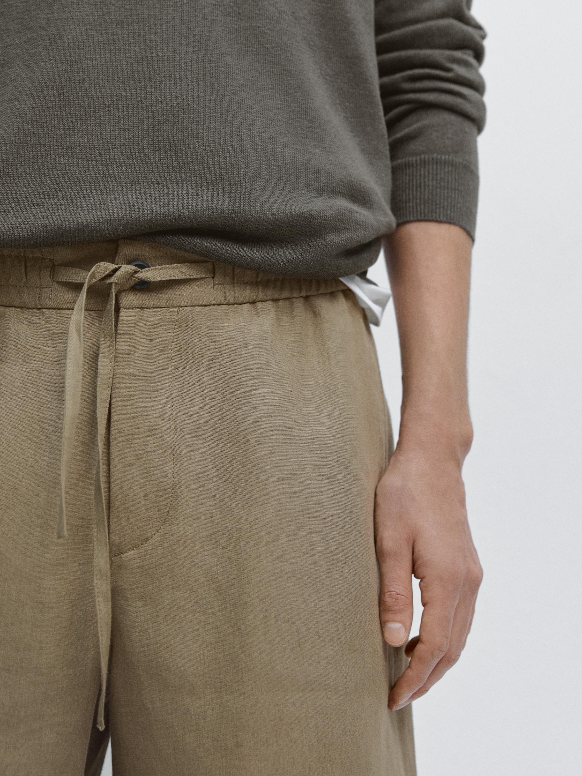 Linen jogger-fit Bermuda shorts