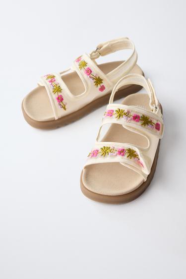 EMBROIDERED SANDALS - Ecru White by Zara - Image 2