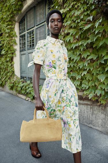 VESTIDO MIDI POPELÍN ESTAMPADO - Multicolor de Zara