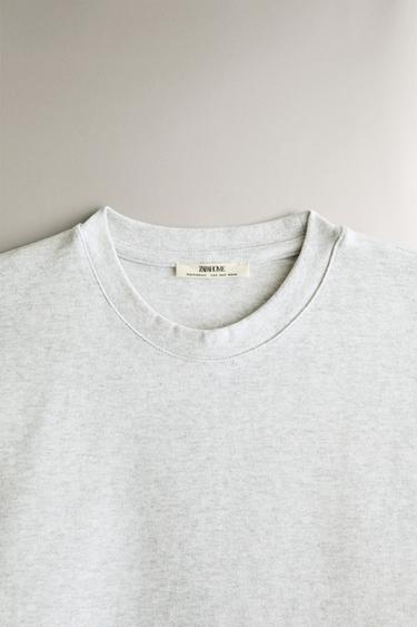 T-SHIRT MANCHES COURTES EN COTON - Gris de Zara - Image 1