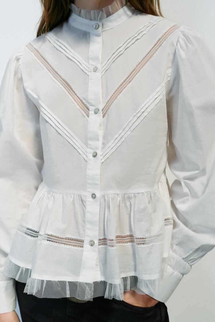 BLUSA ROMÁNTICA COMBINADA TUL
