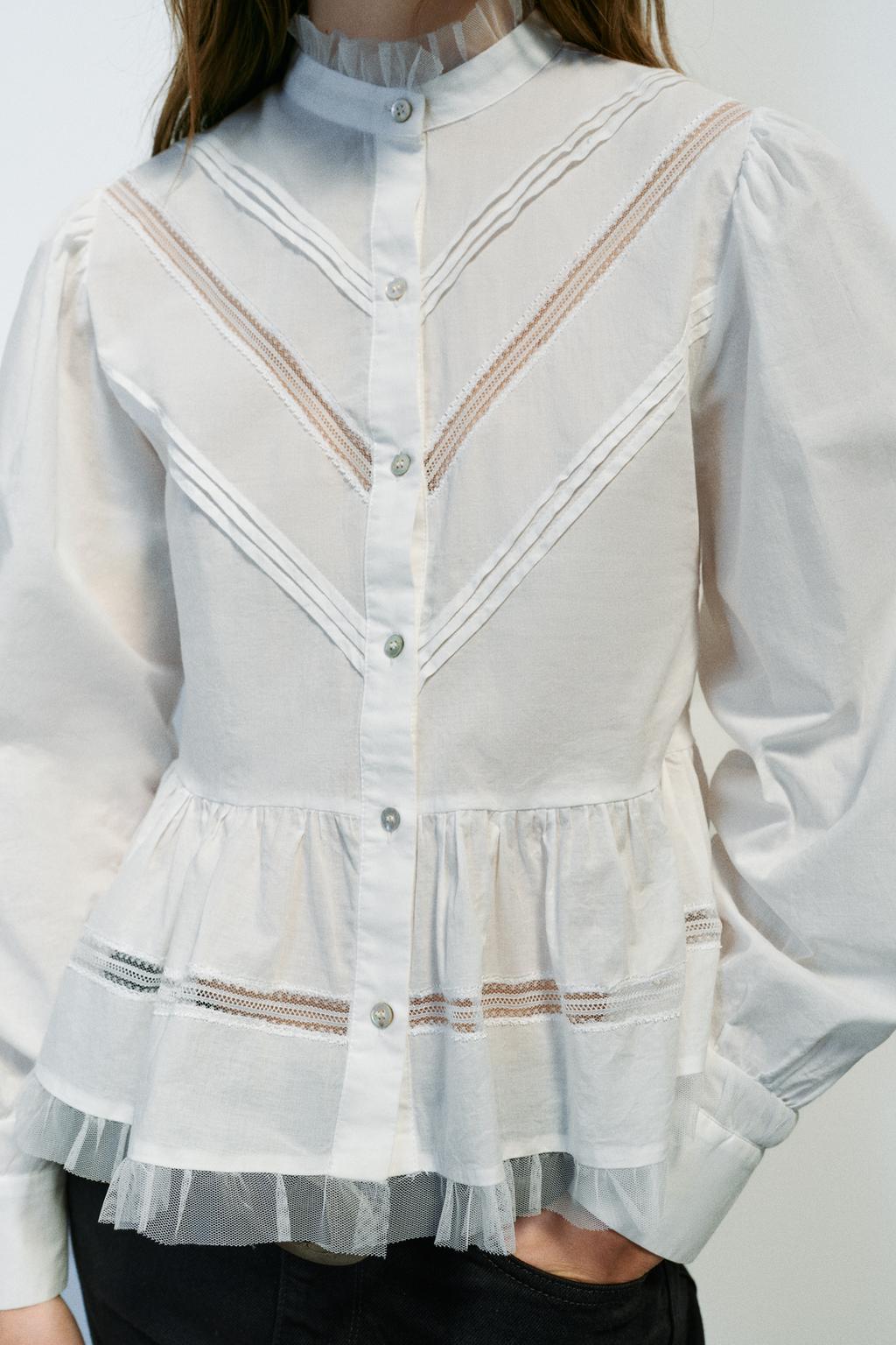COMBINED ROMANTIC TULLE BLOUSE