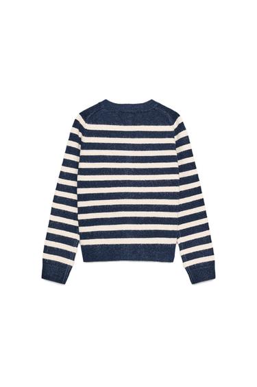 STRIPED CARDIGAN - Ecru / Blue by Zara