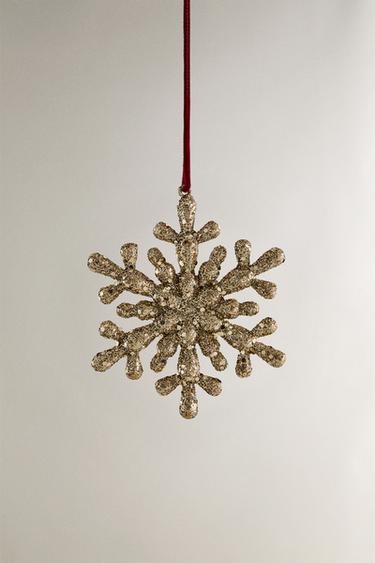 반짝이는 눈송이가 내린 트리 모양 크리스마스 트리 장식 - Zara 카바