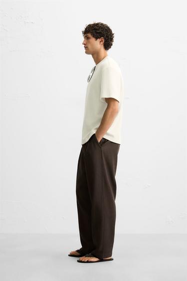 PANTALON FLUIDE À PLIS - Marron de Zara - Image 3