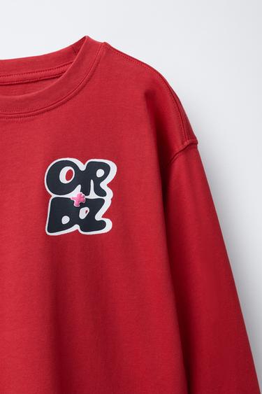 T-SHIRT WITH RAISED SLOGAN PRINT - Red by Zara - Image 2