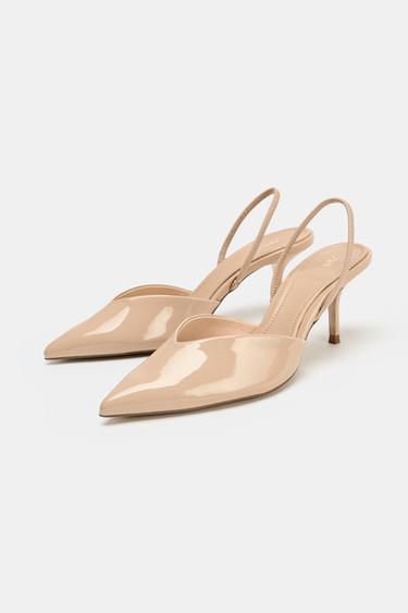 CHAUSSURES OUVERTES À L'ARRIÈRE À EFFET VERNI - Beige de Zara - Image 2