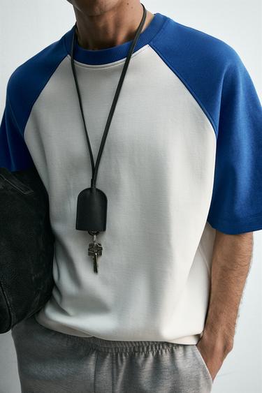 COLOUR BLOCK T-SHIRT - Blue by Zara - Image 4