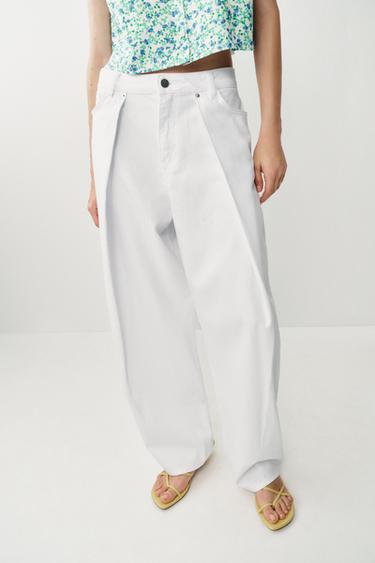 Z1975 BARREL WIDE-LEG MID-WAIST JEANS - White by Zara - Image 1