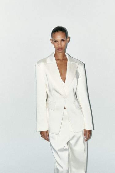 SATIN BLAZER - Oyster-white by Zara