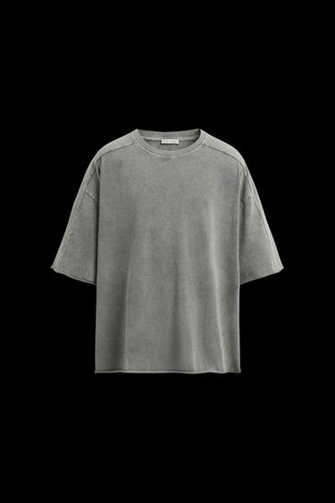 Zara WASHED RELAXED FIT T-SHIRT - Dark gray - Image 0