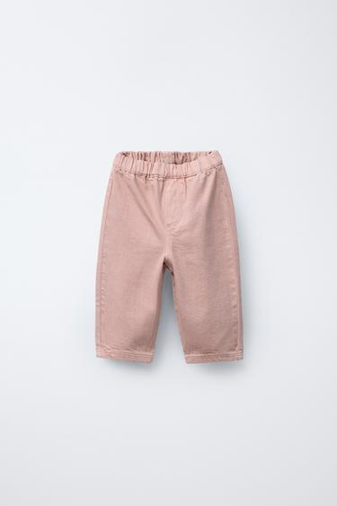BUKSER I TWILL - WIDE LEG - støvet rosa fra Zara