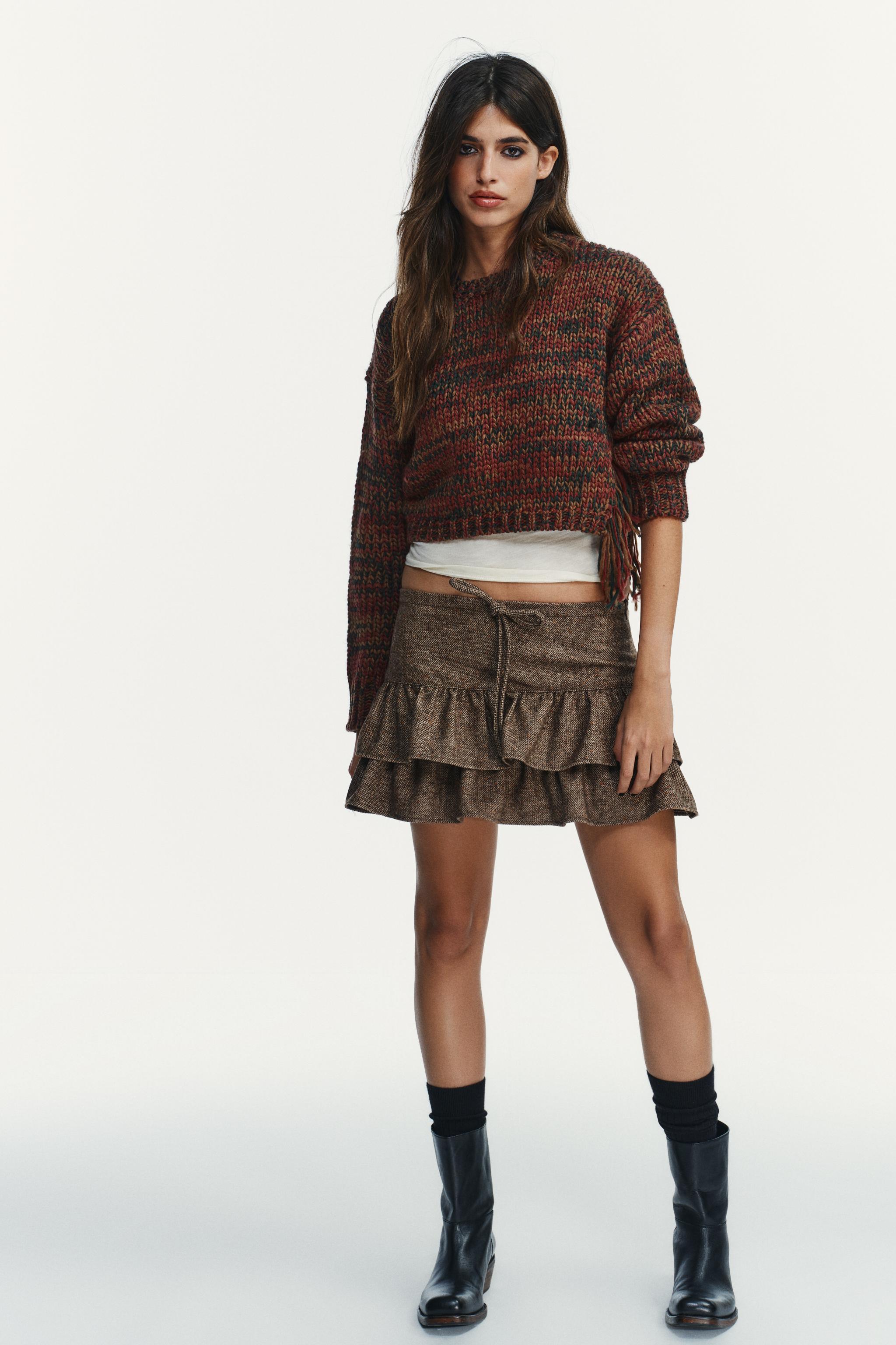 KNITTED JUMPER WITH SIDE FRINGES - Multicolored | ZARA