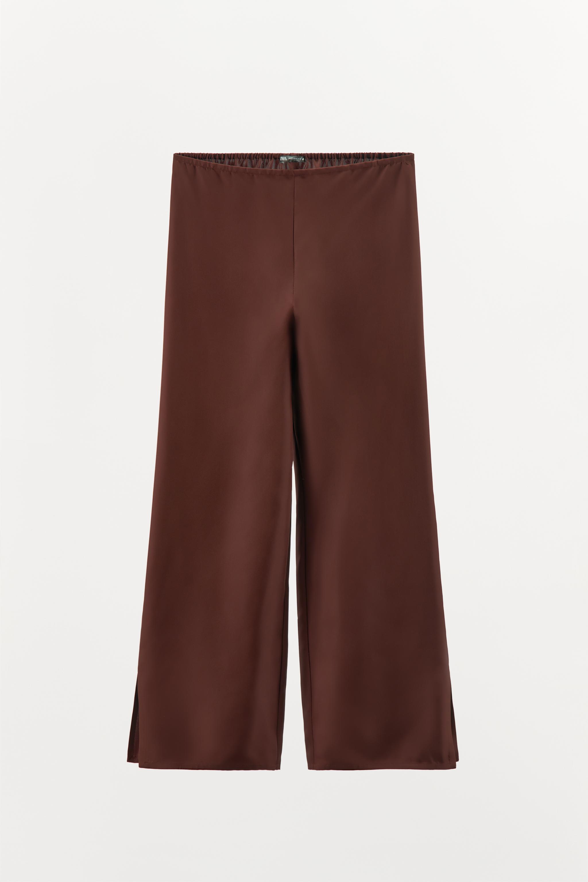 スペイン発送 ZARA シルクパジャマパンツ 上品カジュアル 限定！ シルクパジャマパンツ - エンジ | ZARA Japan / 日本