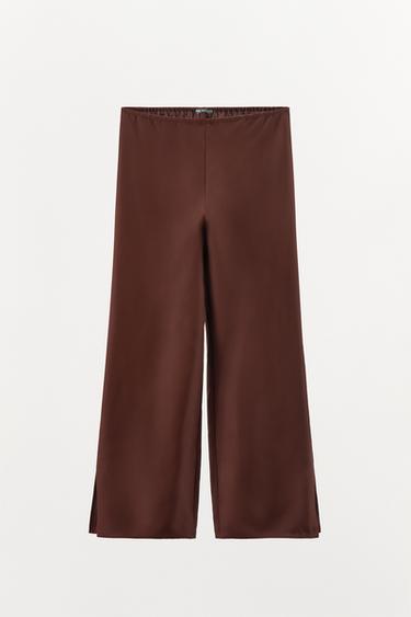 SILK PYJAMA TROUSERS - Brown by Zara - Image 4
