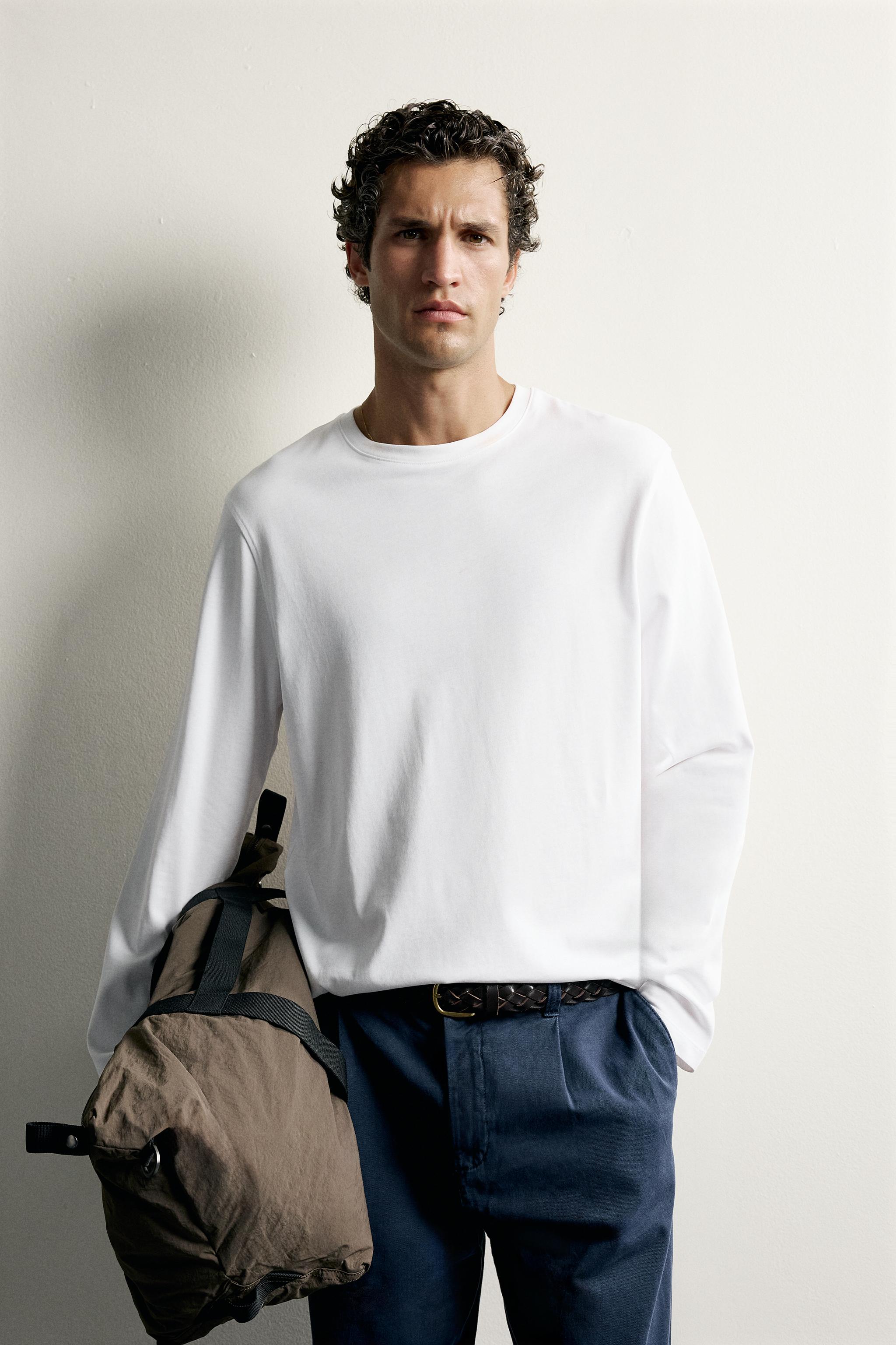 Zara REGULAR FIT UZUN KOLLU T-SHIRT görsel 8