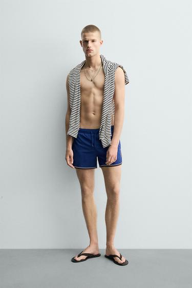 BAÑADOR CORTO CONTRASTE - Azul de Zara - Imagen 0