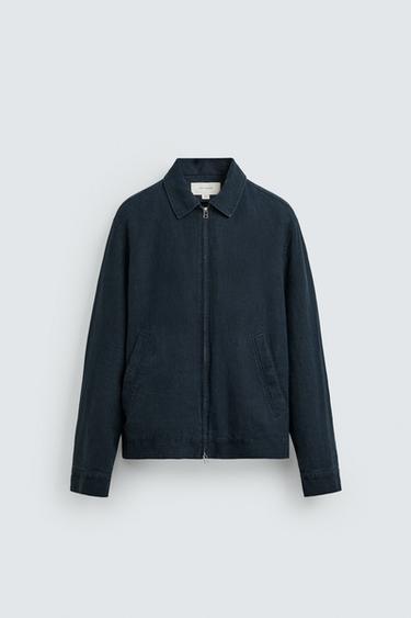 REGULAR FIT 100% LINEN JACKET - Dark navy by Zara