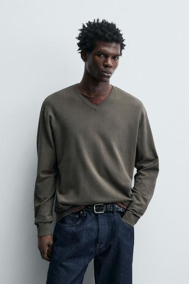 JERSEY CUELLO PICO BÁSICO - Marrón de Zara