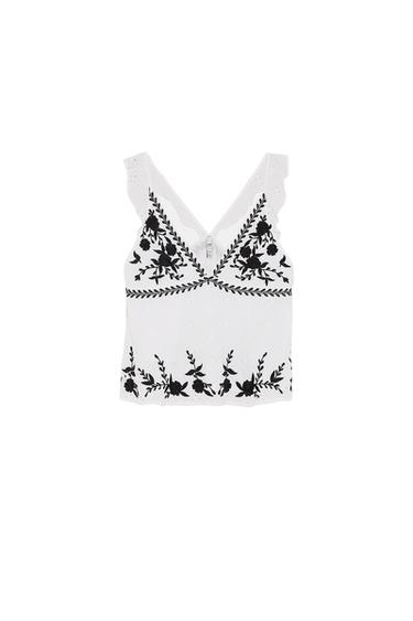 CONTRASTING EMBROIDERED TOP