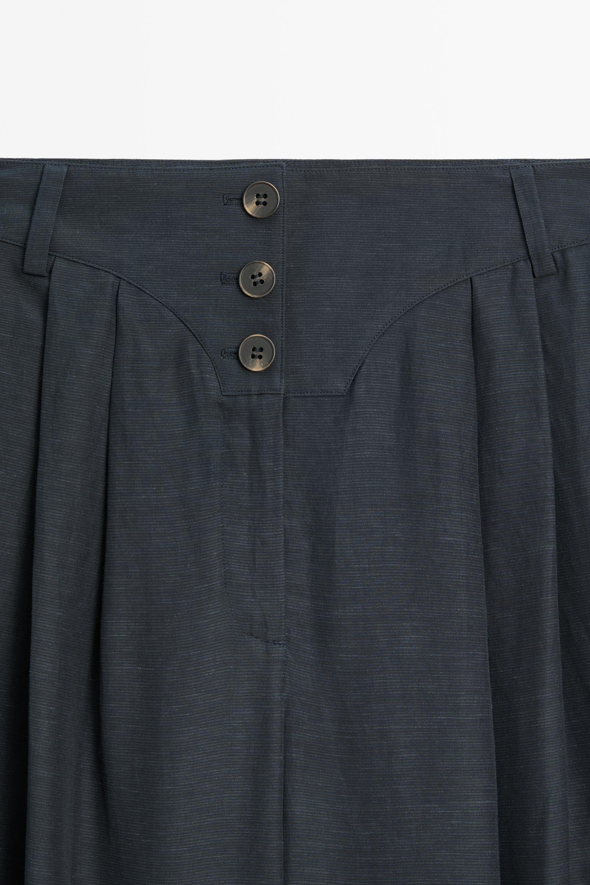 Linen-blend button-detail pants