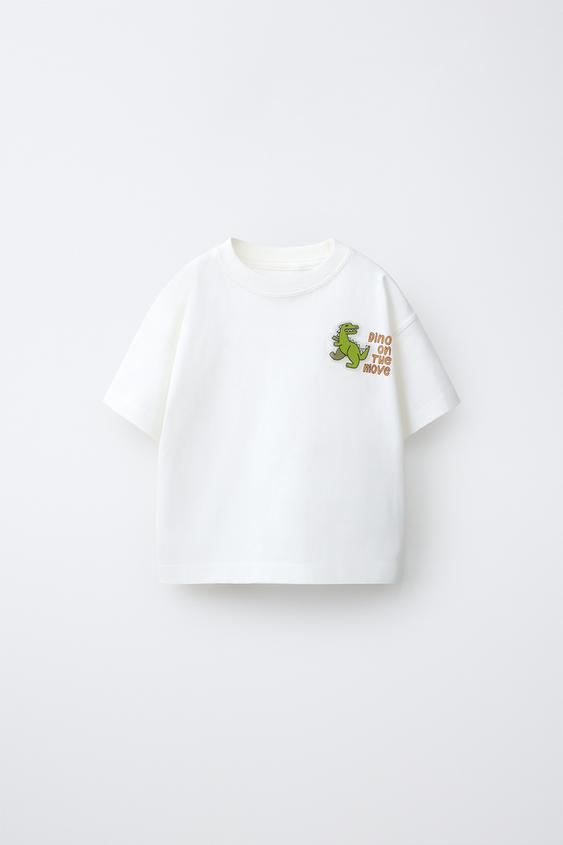 RUBBERISED DINOSAUR T-SHIRT - White by Zara - Image 0